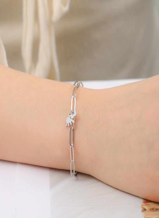 UNIFT Elephant Bracelet for Women Stainless Steel Dainty Cute Elephant Layered Bracelets Animal Jewelry Gift for Animal Lover (silver 2) - Image 2